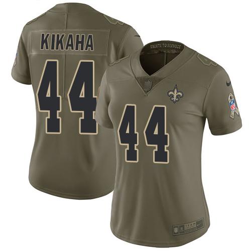 Nike Saints #44 Hau'oli Kikaha Olive Women's Stitched NFL Limited Salute to Service Jersey